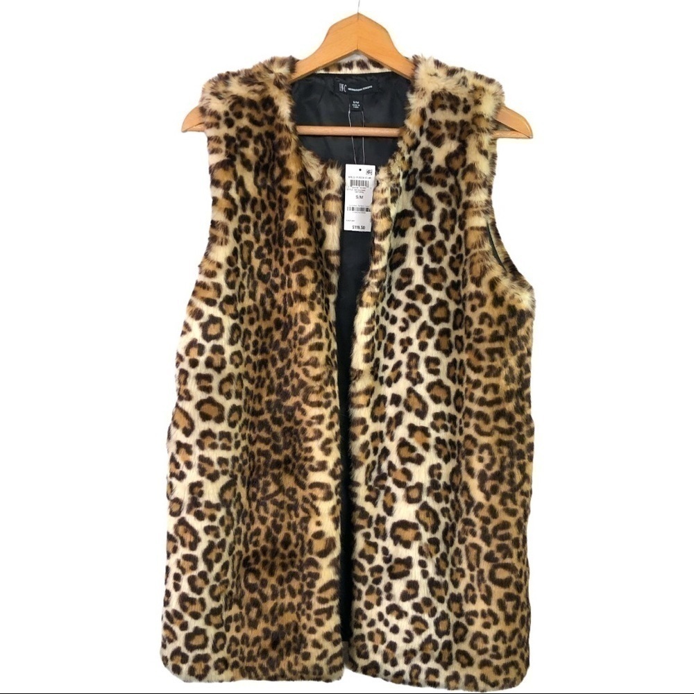INC - Wild Faux Fur Cheetah Vest - S/M